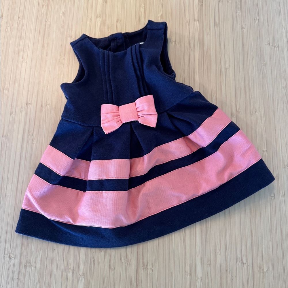 Janie & Jack 3-6 Months Navy and Pink Kids Dress